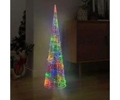 Akrilinė LED dekoracija piramidė, įvairių spalvų, 120cm