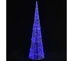 Akrilinė LED dekoracija piramidė, mėlynos spalvos, 120cm