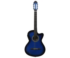 Klasikinė gitara su ekvalaizeriu, mėlynos spalvos, 6 stygos