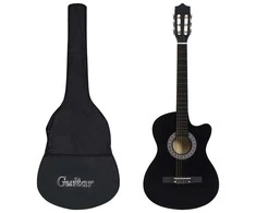 Klasikinės gitaros rinkinys, 12 dalių, juodas, 38", 6 stygos
