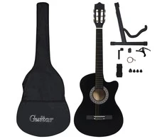 Klasikinės gitaros rinkinys, 12 dalių, juodas, 38", 6 stygos