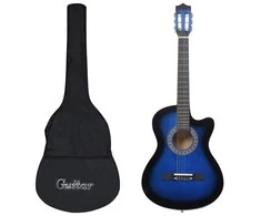 Klasikinės gitaros rinkinys, 12 dalių, mėlynas, 38", 6 stygos