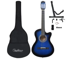 Klasikinės gitaros rinkinys, 12 dalių, mėlynas, 38", 6 stygos