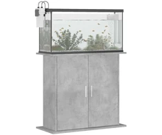 Akvariumo stovas, betono pilkas, 81x36x73cm, apdirbta mediena