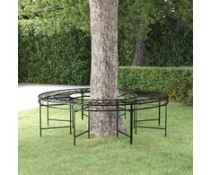 Apvalus suoliukas aplink medį, juodas, 160cm skersmens, plienas