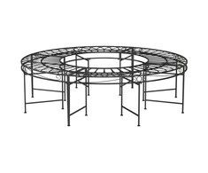 Apvalus suoliukas aplink medį, juodas, 160cm skersmens, plienas