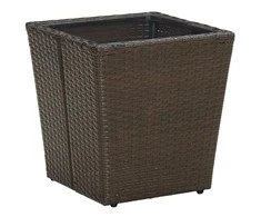 Arbatos staliukas, rudas, 41,5x41,5x44cm, poliratanas/stiklas