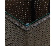 Arbatos staliukas, rudas, 41,5x41,5x44cm, poliratanas/stiklas