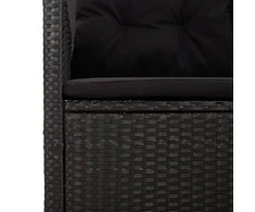 Lauko baldų komplektas Atlošiama kampinė sofa su pagalvėlėmis, juoda, poliratanas