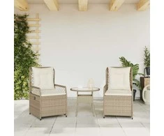 Atlošiamos sodo kėdės, 2vnt., smėlio spalvos, poliratanas