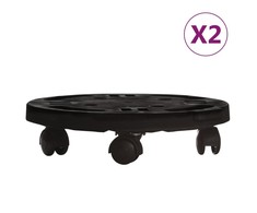 Augalų padėklai su ratukais, 2vnt., juodi, 30cm, 170kg