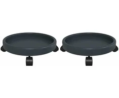 Augalų padėklai su ratukais, 2vnt., pilki, 34cm skersmens, 35kg