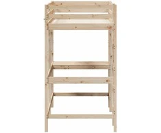 Aukšta lova su rašomuoju stalu, 90x200cm, pušies masyvas