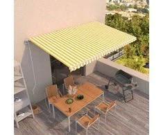 Automatinė ištraukiama markizė, geltona ir balta, 500x300cm