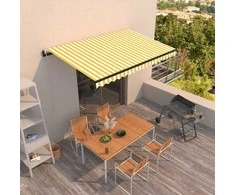 Automatinė ištraukiama markizė, geltona ir balta, 450x350cm