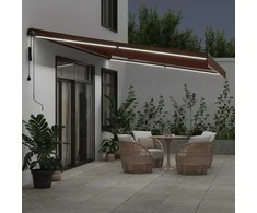 Automatinė ištraukiama markizė su LED, rudos spalvos, 500x350cm