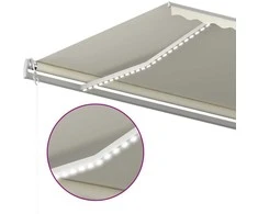 Automatinė markizė su LED/vėjo jutikliu, kreminė, 500x350cm
