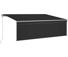 Markizė su uždanga/LED/vėjo jutikliu, antracito, 4,5x3m