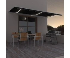 Automatinė markizė su LED/vėjo jutikliu, antracito, 600x300cm