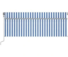 Markizė su uždanga/LED/vėjo jutikliu, mėlyna/balta, 4,5x3m