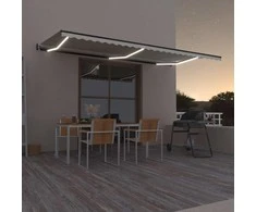 Automatinė markizė su LED/vėjo jutikliu, kreminė, 600x350cm