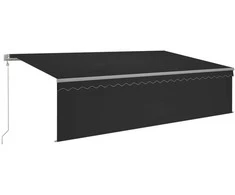 Markizė su uždanga/LED/vėjo jutikliu, antracito, 5x3m