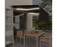 Markizė su uždanga/LED/vėjo jutikliu, antracito, 4,5x3m
