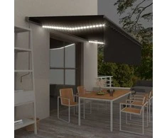 Markizė su uždanga/LED/vėjo jutikliu, antracito, 5x3m