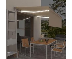 Automatinė markizė su uždanga/LED/vėjo jutikliu, kreminė, 4x3m