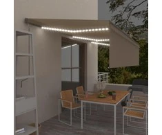 Automatinė markizė su uždanga/LED/vėjo jutikliu, kreminė, 6x3m
