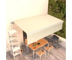 Automatiniu būdu ištraukiama markizė su uždanga, kreminė, 6x3m
