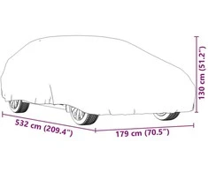 Automobilio uždangalas sedanams, sidabrinis, XL dydžio, pilnas