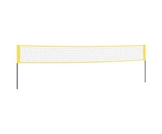 Badmintono tinklas, geltonas ir juodas, 600x155cm, PE audinys