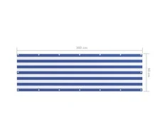 Balkono pertvara, balta ir mėlyna, 90x300cm, oksfordo audinys