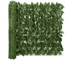 Balkono širma su tamsiai žaliais lapais, 600x75cm