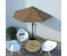 Balkono skėtis su aliuminio stulpu, taupe, 270x144cm, pusinis
