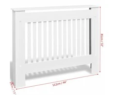 Baltos MDF Grotelės Radiatoriui Paslėpti su Lentyna, 112 cm