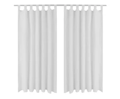 Baltos Užuolaidos su Kilpomis 140 x 175 cm, 2 vnt., Mikro Satinas