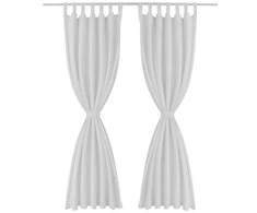 Baltos Užuolaidos su Kilpomis 140 x 175 cm, 2 vnt., Mikro Satinas