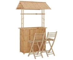 Lauko baldų komplektas Baro baldų komplektas, 3 dalių, bambukas