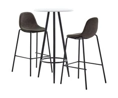 Baro baldų komplektas, 3 dalių, tamsiai pilkos spalvos, audinys