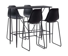 Baro baldų komplektas, 5 dalių, juodos spalvos, plastikas