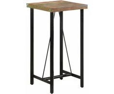 Baro stalas, 55x55x107cm, perdirbtos medienos masyvas/geležis