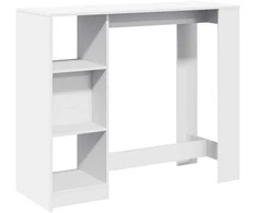 Baro stalas su lentyna, baltas, 124x46x103,5cm, mediena