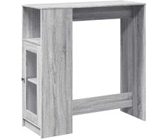 Baro stalas su lentynomis, pilkas, 101x40x103,5cm, mediena