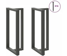 Baro stalo kojos, T formos, 2 vnt., antracito spalvos, 60x35x(110-111) cm, plienas