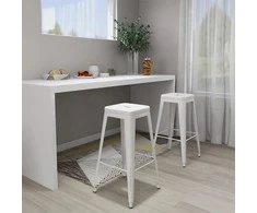 Baro taburetės, 2vnt., baltos spalvos, metalas, sukraunamos