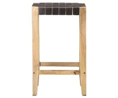 Baro taburetės, 2vnt., juodos spalvos, 75cm, tikra oda