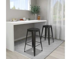 Baro taburetės, 2vnt., juodos spalvos, metalas, sukraunamos