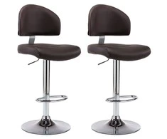 Baro taburetės, 2 vnt., rudos spalvos, dirbtinė oda